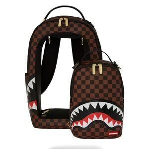 Sprayground Sharks In A Hole In Paris Backpack🔥New Brown Bookbag School Bag